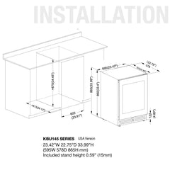 24 Inch Under Counter LOW-E Glass Door Dual Zone Wine Cooler - KingsBottle KBU145DX - Premier Home Living