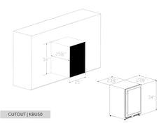 48" Glass Door Wine And Beverage Fridge Center Built In KingsBottle KBU50BW3-FG - Premier Home Living