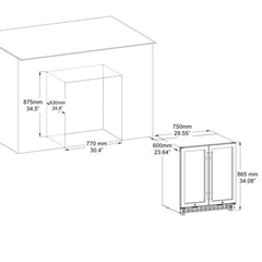 30" Under Counter Low-E Glass Door Wine and Beer Cooler Combo - KingsBottle KBUSF66BW - Premier Home Living