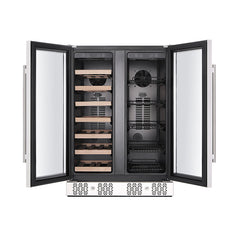 Empava 24-Inch Dual Zone Freestanding Built-In Wine Cooler and Beverage Fridge in Stainless Steel with Glass door (EMPV-BR03D)