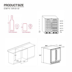 Empava 24" 20 Bottle and 79 Can Dual Zone Wine Cooler and Beverage Cooler, EMPV-BR04D