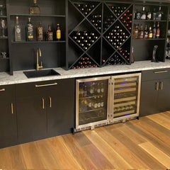 48" Glass Door Wine And Beverage Fridge Center Built In KingsBottle KBU50BW3-FG - Premier Home Living