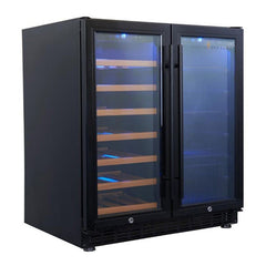 30" Under Counter Low-E Glass Door Wine and Beer Cooler Combo - KingsBottle KBUSF66BW - Premier Home Living