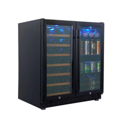 30" Under Counter Low-E Glass Door Wine and Beer Cooler Combo - KingsBottle KBUSF66BW - Premier Home Living