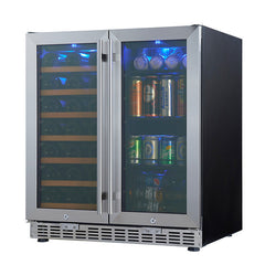 30" Under Counter Low-E Glass Door Wine and Beer Cooler Combo - KingsBottle KBUSF66BW - Premier Home Living