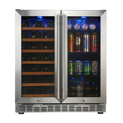 30" Under Counter Low-E Glass Door Wine and Beer Cooler Combo - KingsBottle KBUSF66BW - Premier Home Living