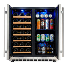 30" Under Counter Low-E Glass Door Wine and Beer Cooler Combo - KingsBottle KBUSF66BW - Premier Home Living