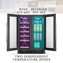 Lanbo Wine & Beverage Center, 18 Bottles, 24'' Wide, Dual Zone – LB36BD - Premier Home Living