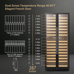 Lanbo Wine Cooler, 287 Bottles, 33'' Wide, Dual Zone – LP328D - Premier Home Living