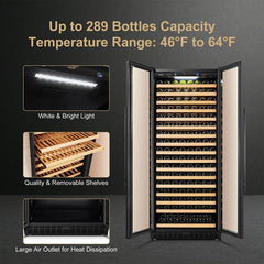 Lanbo Wine Cooler, 289 Bottles, 33'' Wide, Single Zone – LP328S - Premier Home Living