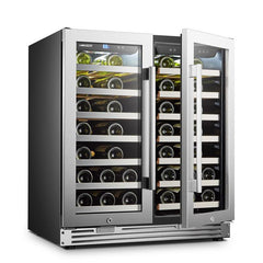 Lanbo Wine Cooler, 62 Bottles, 30'' Wide, Dual Zone – LP66D - Premier Home Living