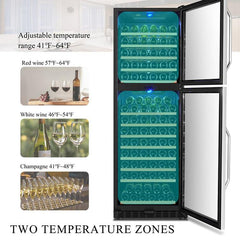 Lanbo Wine Cooler, 152 Bottles, 24'' Wide, Dual Zone – LW162DD - Premier Home Living