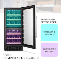 Lanbo Wine Cooler, 28 Bottles, 15'' Wide, Dual Zone – LW28D - Premier Home Living