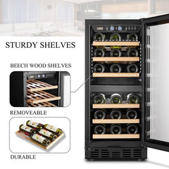 Lanbo Wine Cooler, 28 Bottles, 15'' Wide, Dual Zone – LW28D - Premier Home Living