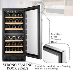 Lanbo Wine Cooler, 28 Bottles, 15'' Wide, Dual Zone – LW28D - Premier Home Living