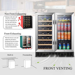 Lanbo Wine & Beverage Center, 33 Bottles, 30'' Wide, Dual Zone – LW3370B - Premier Home Living