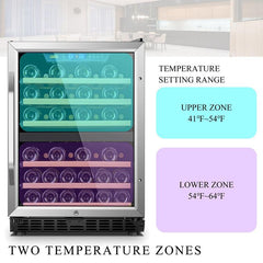 Lanbo Wine Cooler, 46 Bottles, 24'' Wide, Dual Zone – LW46D - Premier Home Living