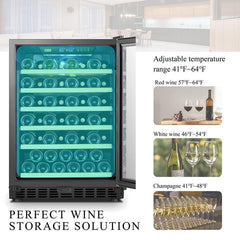 Lanbo Wine Cooler, 52 Bottles, 24'' Wide, Single Zone – LW52S - Premier Home Living