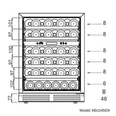 24 Inch Under Counter LOW-E Glass Door Dual Zone Wine Cooler - KingsBottle KBU145DX - Premier Home Living