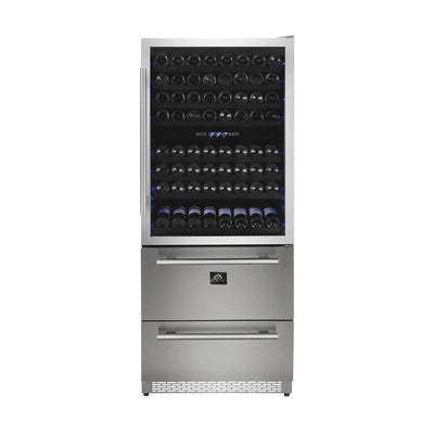 Forno 30-Inch Dual Zone Wine Cooler & Refrigerator Drawer (FWCDR6661-30S)